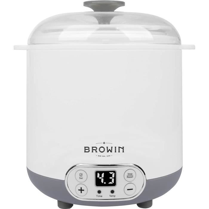 Browin 801013 Yaourtiere - Fromagere avec Thermostat 1,5 L | Machine Electrique pour Yaourts et Fromages Faits Maison | Tempe