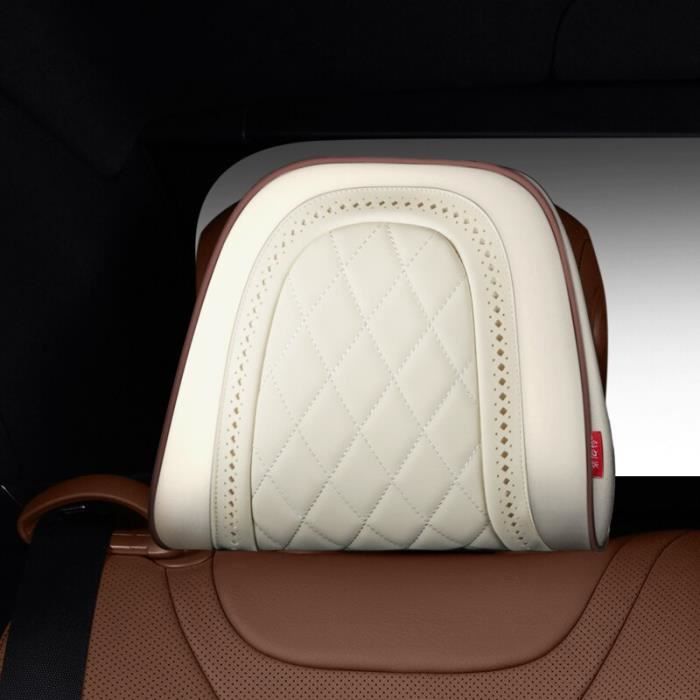 Coussin Appui-tête Voiture - Support Confortable Pour Nuque Et Cou, Noir, Cuir Et Laine