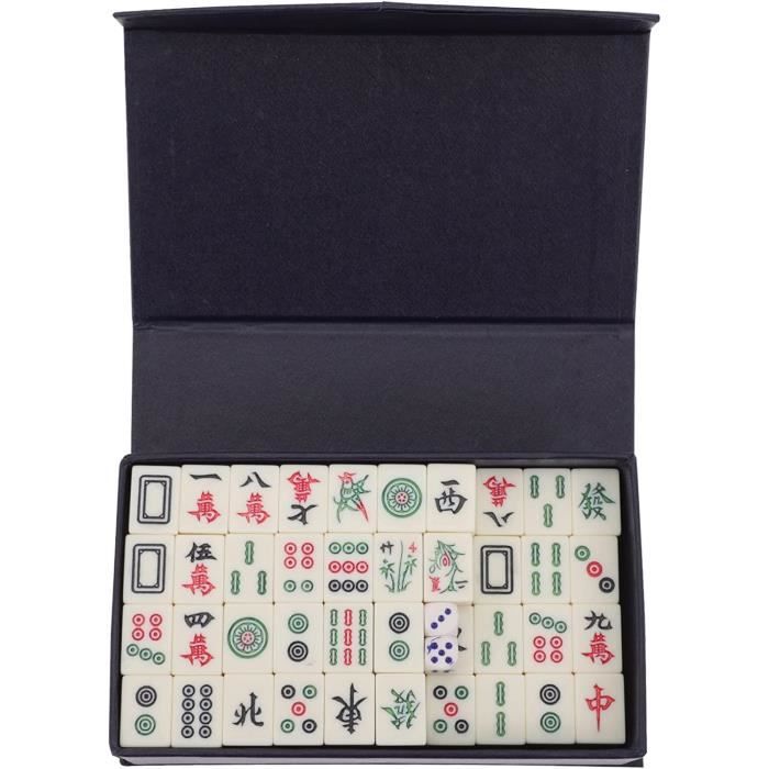 NEWFUN Mini Jeu De Mahjong Traditionnel Chinois – 144 Pièces – Portable – Jeu De Famille 2-4 Joueurs – Cadeau Voyage