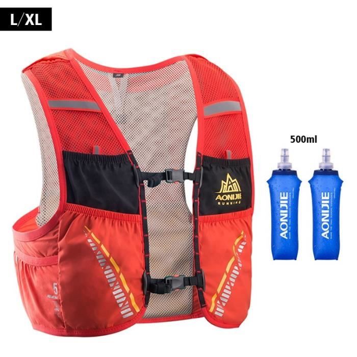 Sac D'hydratation Running 5L Léger Avec 2 Gourdes Souples 480 Ml - Gilet Respirant, Bandes Réfléchissantes, Pour Trail, Randonnée - 4