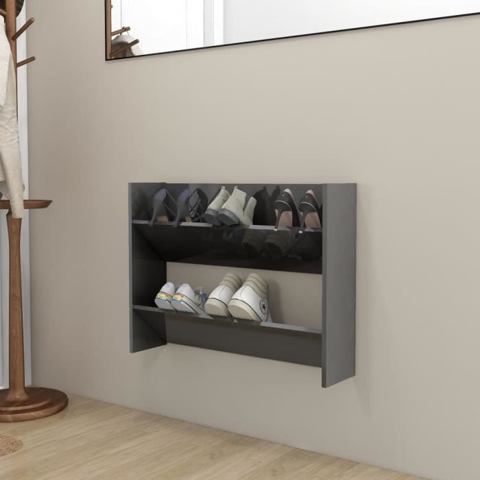 Étagères À Chaussures Murales 2 Pcs Blanc 59X9X23 Cm Pin