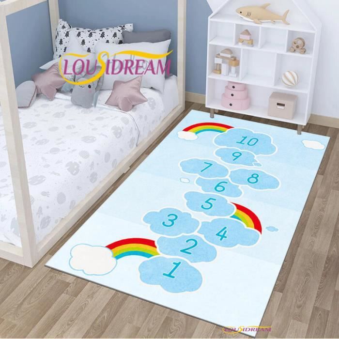 Tapis De Jeu Hexagonal Peluche Bleu 140x120cm - Décoration Chambre Enfant