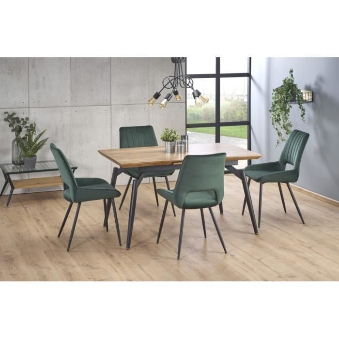 Table à manger extensible rectangulaire extensible 160 cm-220 cm x 90 cm x  75 cm - chêne sonoma/blanc CARELLIA