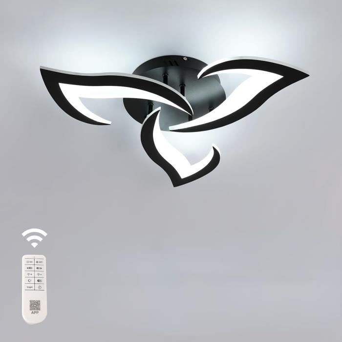 Plafonnier LED Géométrique Blanc - Dimmable & Télécommande 2700K-6500K - Pour Chambre, Salon, Couloir