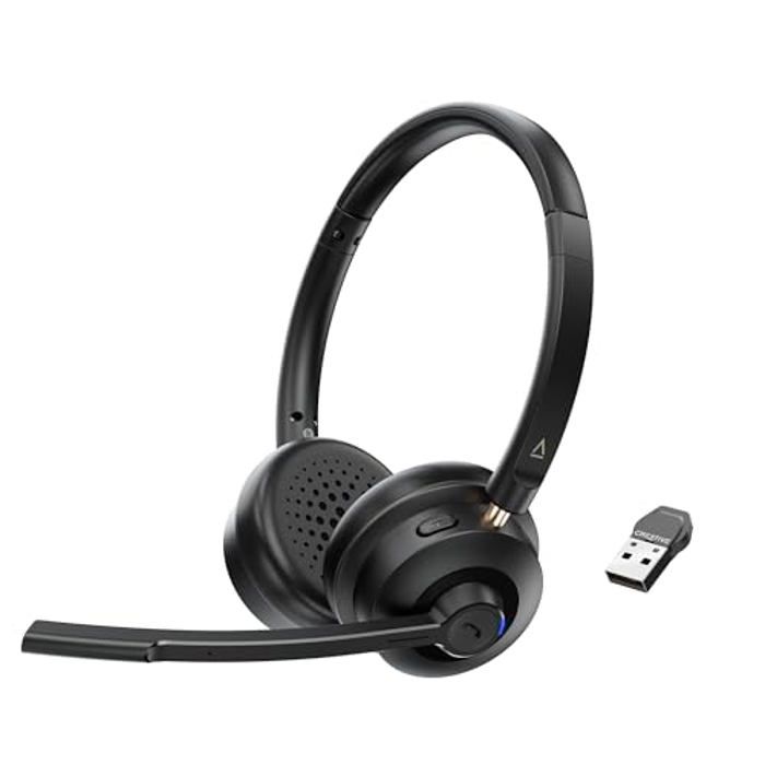 Creative Chat Wireless Casque sans Fil sur Oreille avec Micro Perche à réduction de Bruit dongle USB contrôle de la Lecture et des appels Bouton de sourdine du Micro pour PCMacappareils Mobiles - vue 2