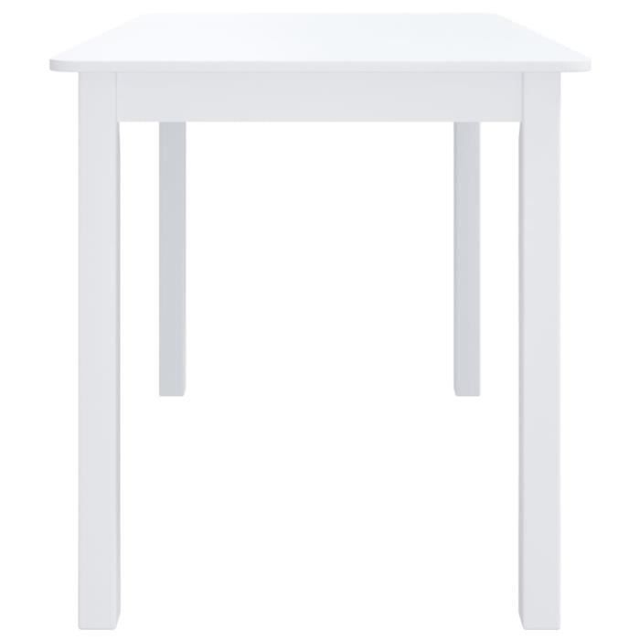 lisa-boutique table de salle à manger blanc 114x71x75 cm bois d'hévéa massif 84399