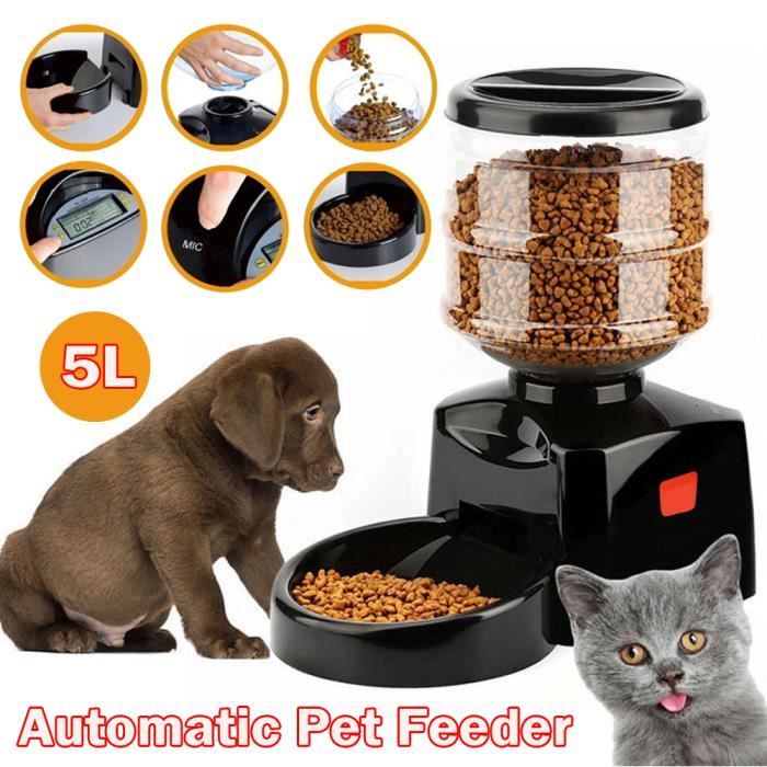 Meilleurs prix pour Distributeur automatique programmable de nourriture 5,5L avec enregistrement vocal pour chien, chat (1-3 repas par jour) YES-VIQ