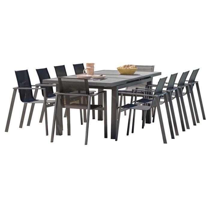 Ensemble repas de jardin 10 places en aluminium - Gris anthracite - VENISE Ensemble repas de jardin 10 places en aluminium - Gris anthracite - VENISE