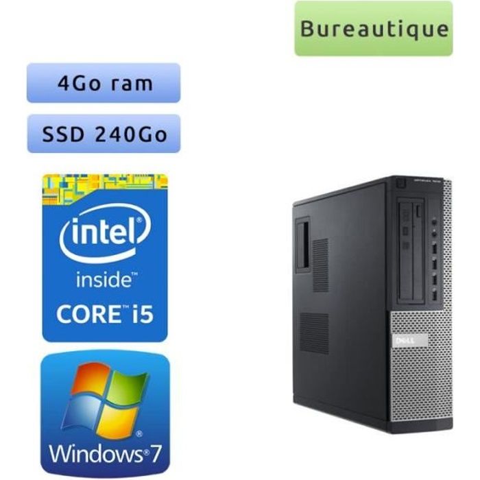 Dell Optiplex 7010 SFF - Windows 7 - i5 4Go 240Go SSD - Ordinateur Tour Bureautique PC - Dell