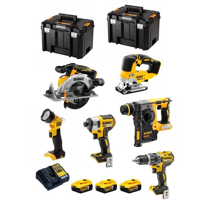 Kit d'outils électroportatifs DEWALT DCK690P3T 6 outils 3 batteries 5Ah Chargeur inclus