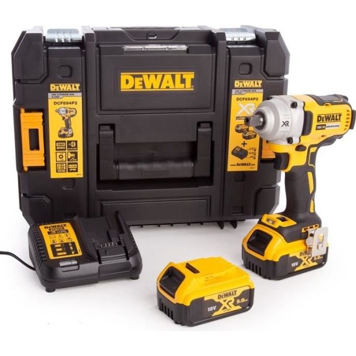 DeWALT Outillage - Boulonneuse à Chocs Sans Fil 18 V, 2 Batteries