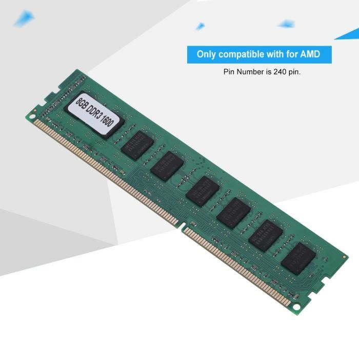 SWT® Mémoire RAM PC3-12800 8 Go DDR3 1600 MHz 240Pin pour carte mère