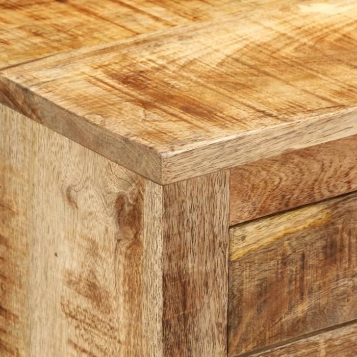 Buffet bas - FYDUN - AB351689 - Bois de manguier massif - 80x30x65 cm - Vintage avec roues en fonte