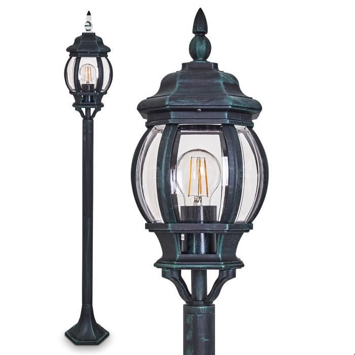 Lampe dextérieur - HOFSTEIN - Meyen - Look antique - Aluminium noir/vert - IP44 Lampe dextérieur - HOFSTEIN - Meyen - Look antique - Aluminium noir/vert - IP44