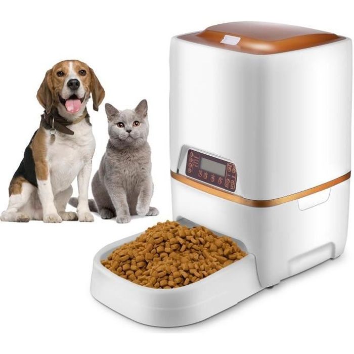 Sailnovo Distributeur Automatique De Nourriture 6l Distributeur De Croquettes Pour Chats Et Chiens Blanc Cdiscount