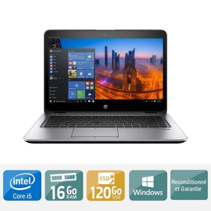 HP – Ordinateur Portable EliteBook 840 G3 – Core i5 – RAM 16Go – Stockage SSD 120Go – Reconditionné