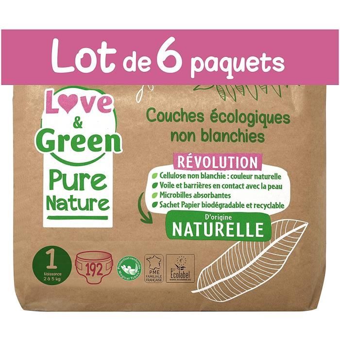 Couche Jetable Bebe - Limics24 - & Green Pure Nature Pack 192 Couches  Écologiques Non Blanchies T1 X - Cdiscount Puériculture & Eveil bébé