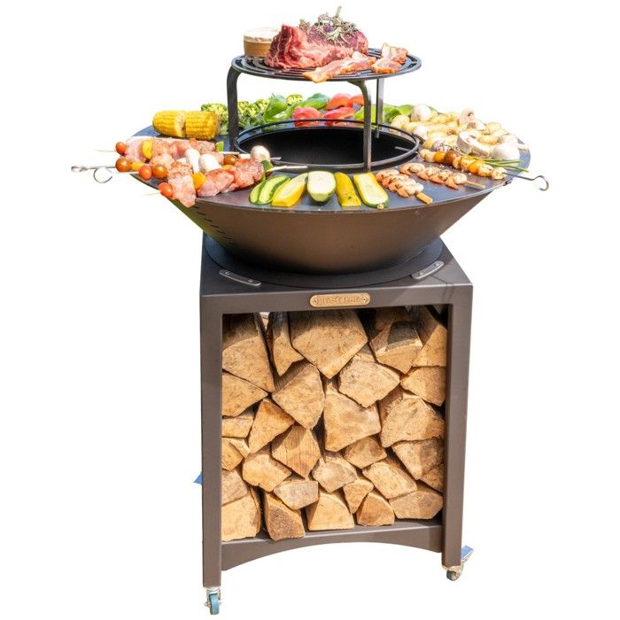 Brasero - MON MOBILIER DESIGN - FIESTA - Acier - Ø 75 cm - Plaque et grille amovibles
