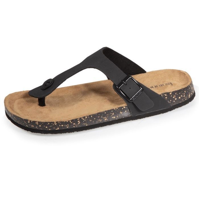 Mules Tong Femme Isotoner Isotoner Sandales Double Bride Noir