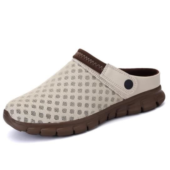 Sandales Homme NAFING En Cuir Véritable - Confortables, Respirantes, Antidérapantes - Pour Maison, Plage, Randonnée