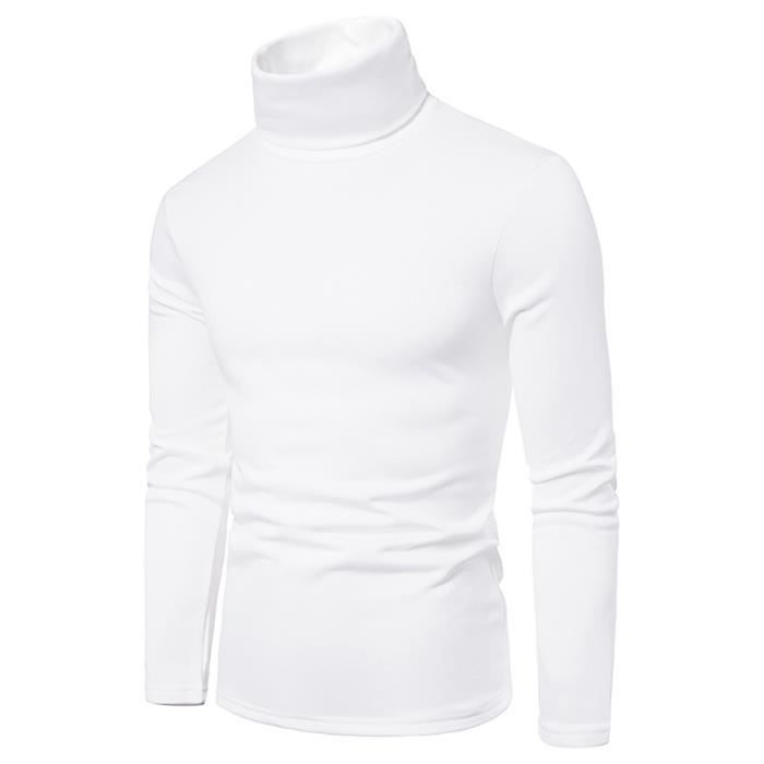 WSLCN Homme T-Shirt à Col V en Coton Automne Hiver Chaud Basique Pull Couleur Unie Slim Fit Manches Longues Casual Sweatshirt