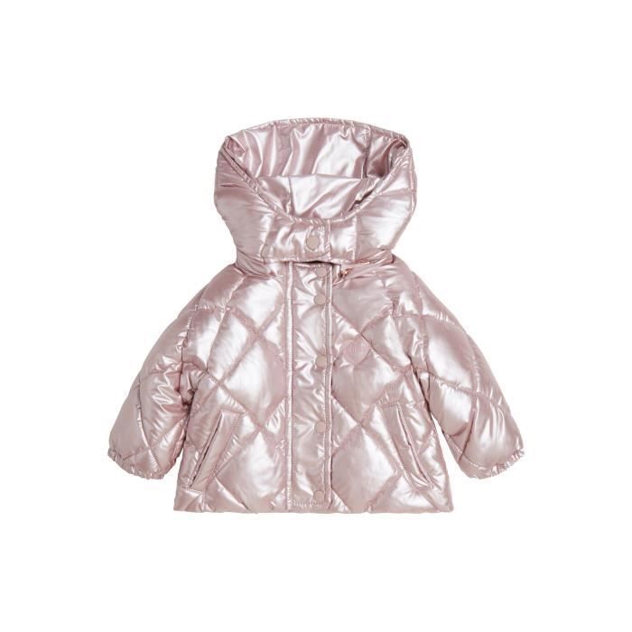 Doudoune a capuche bebe fille Guess metallic rose combo beige 2 ans Metallic rose combo beige Cdiscount Pret a Porter