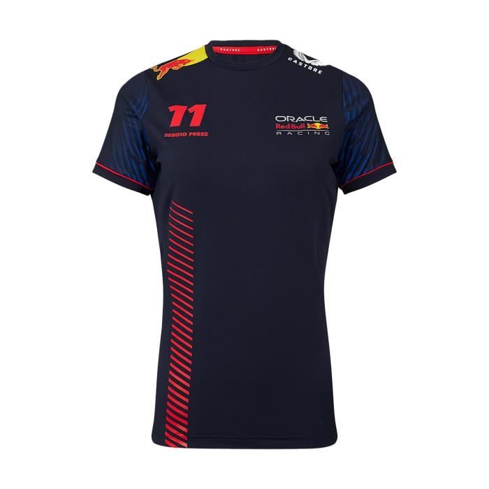 t-shirt femme - red bull - racing f1 team sergio perez 11 - bleu - manches courtes - respirant