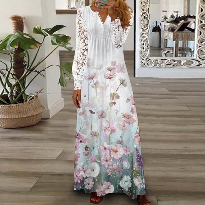 Robe courte femme bleue en dentelle