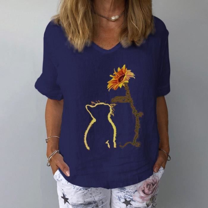 T-shirt Femme Coton Grande Taille Lonya - Manches Courtes, Imprimé Lettre - Décontracté Et Élégant