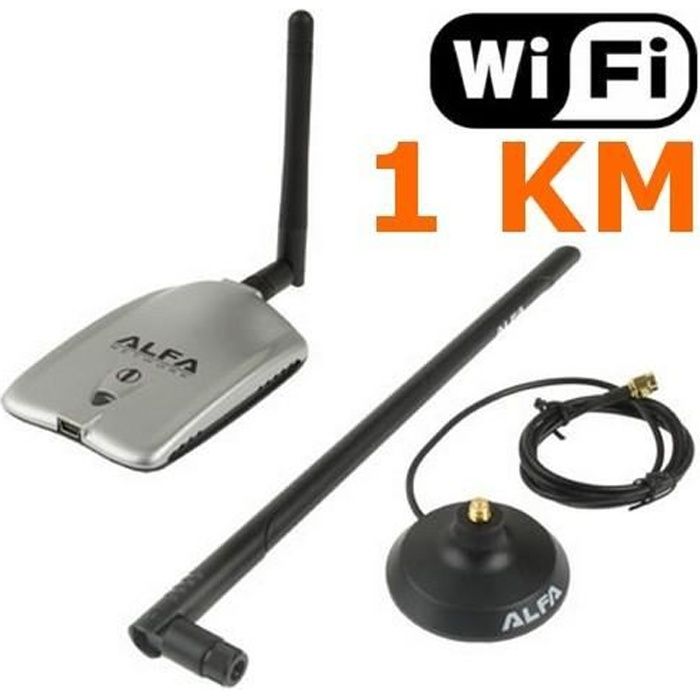 Antenne Wifi sans-fil USB (portée de 1 KM) ALFA - Cdiscount