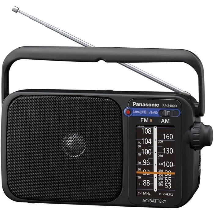 radio portable FM AM sur secteur ou piles noir