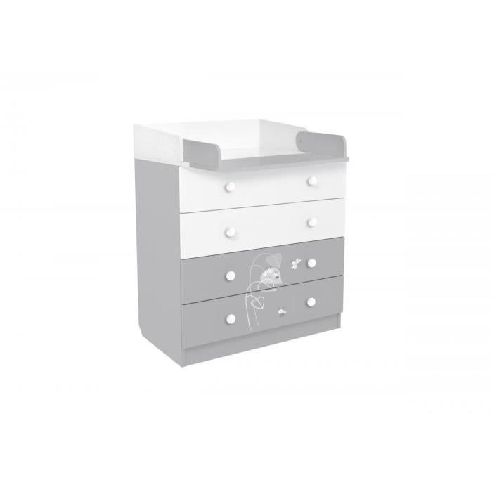 VOLGA Commode à langer 4 tiroirs avec plan rabattable POLINI KIDS AMIS ...