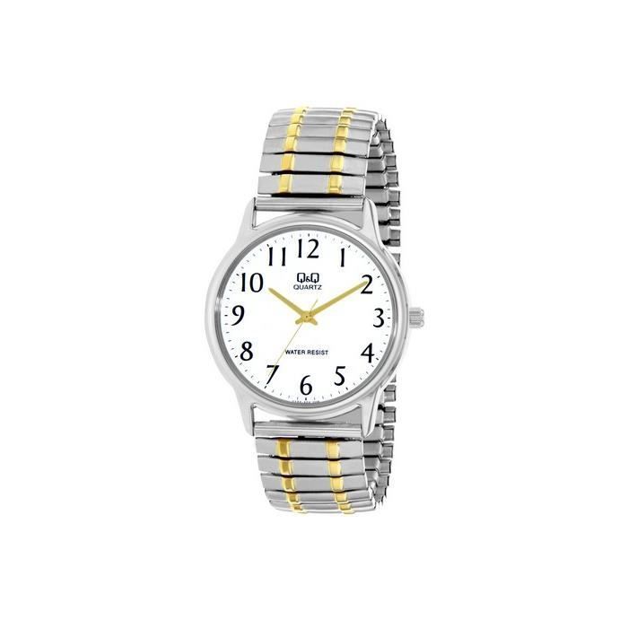 Montre Shivas Homme digital Bicolore en Acier inoxydable | Cadran Blanc | QVY24J404Y | Couleur Boitier Bicolore | longueur du