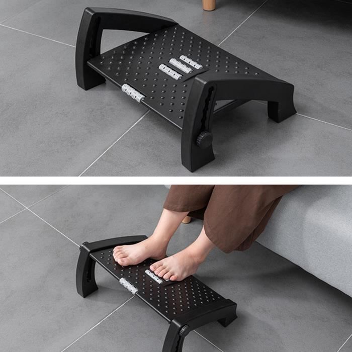 Repose-Pieds Ergonomique Réglable Avec Massage – Sous Bureau, Pour Bureau Ou Maison, Soulage Fatigue Jambes & Dos, Noir Et Gris