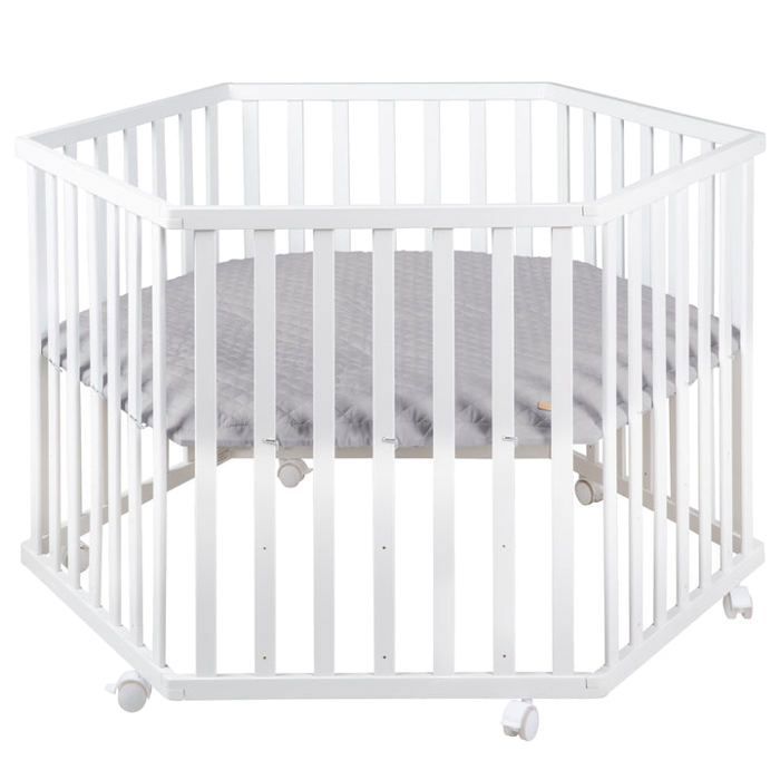 Roba Parc Bebe Roba Style Hexagonal Avec Tour De Parc De Protection Gris Et Roulettes Bois Blanc Cdiscount Puericulture Eveil Bebe