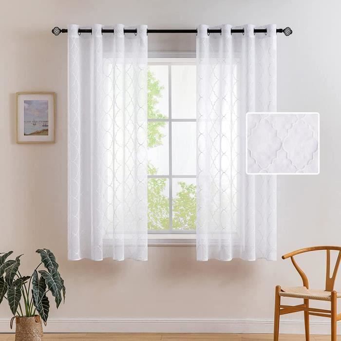 Rideaux En Dentelle Transparente – Lot De 2, Motifs Floraux, Pour Salon Ou Chambre – Passant Pour Tringle Standard
