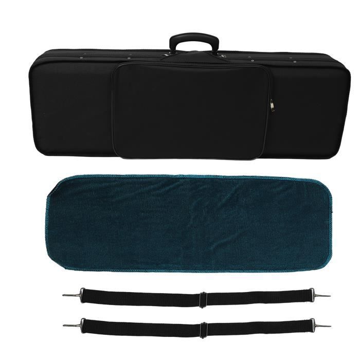 Étui Violon 4/4 Avec Bretelles - Tissu Oxford Noir/bleu, 78x26x12.5 Cm, Housse Velours, Pinces à Archet Intégrées