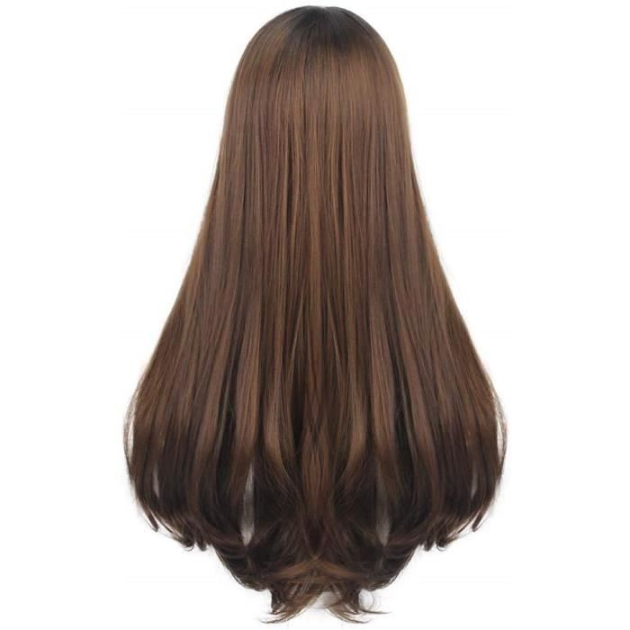 perruque brune longue bouclé