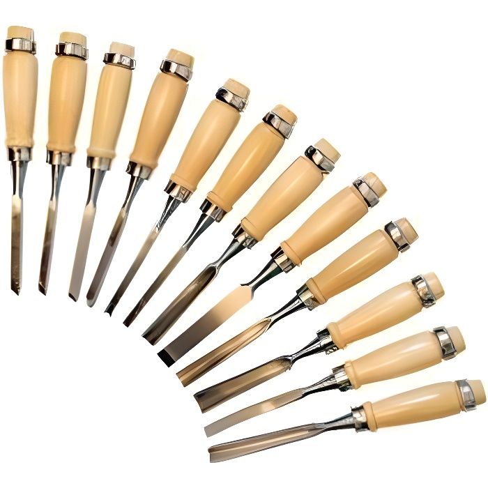 Jeu de 12 ciseaux a bois pour ciselure