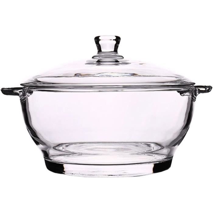 HEMOTON Saladier en Verre avec Couvercle Bol de Fruits Bol en Verre