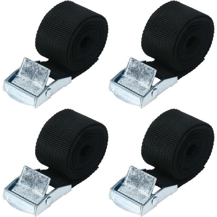 Sangles D'arrimage à Cliquet - Lot De 4 (2.5 Cm X 6 M) - Capacité 1000 Kg, Crochets En S - Pour Transport Voiture, Moto, Meubles, Déménagement - 12
