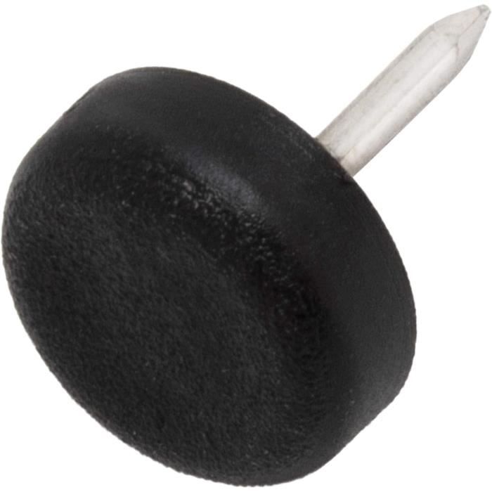 Adsamm® Lot De 32 Patins Glisseurs Plastique Noirs à Clouer - 15 Mm - Pour Chaises, Tables, Meubles