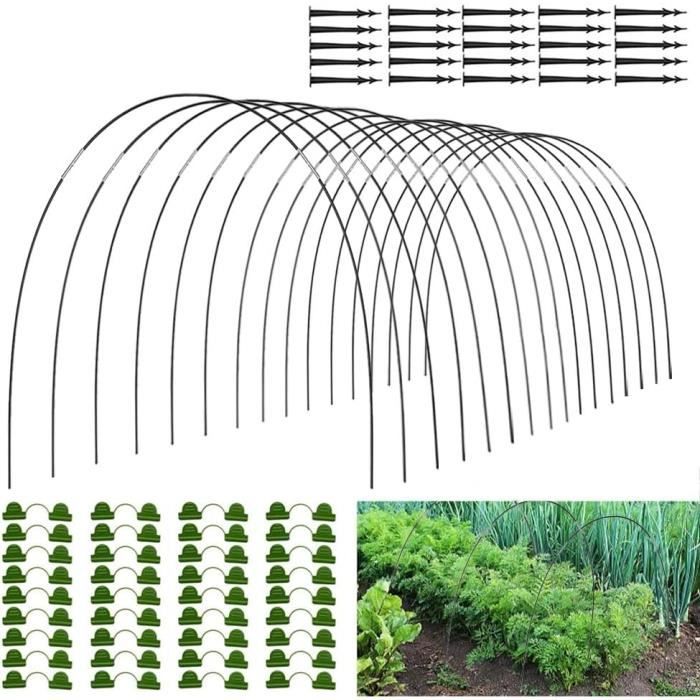 30 Arceaux Serre Tunnel En Fibre De Verre 6mm - Pour Potager Surélevé, Avec Clips Et Ancres, 38cm De Long