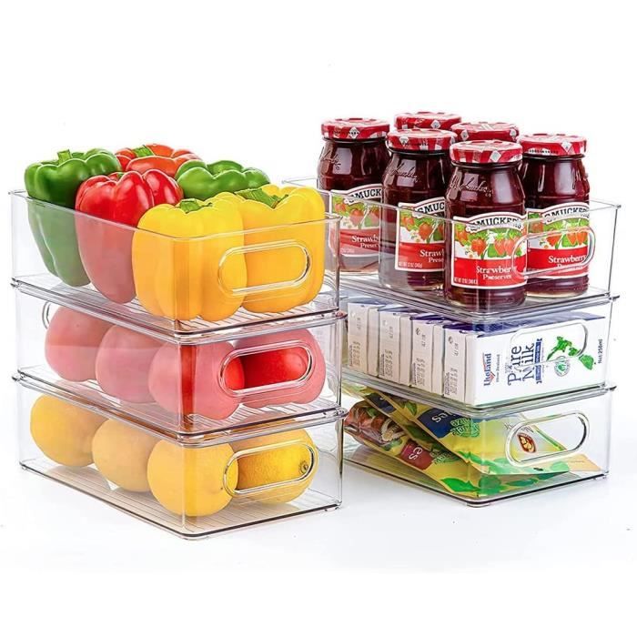 4 Boîtes Rangement Frigo Transparentes VINATO – Empilables, Pliables, Sans BPA, 20.5x15.5x9.5 Cm