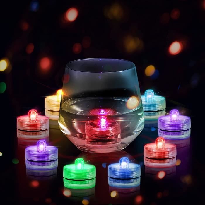 Howeifull Mini Lères LED Submersible, Étanche Rond Multicolore Mini LED