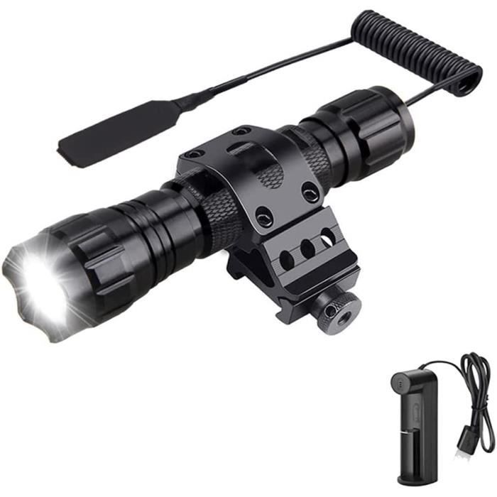 QIRUIMY M300W lampe de poche Airsoft Lumière flash Lampe de reconnaissance de lampe de poche tactique à 500 lumens avec interrupteur de coussin de pression pour le ferroviaire Picatinny de 20 mm