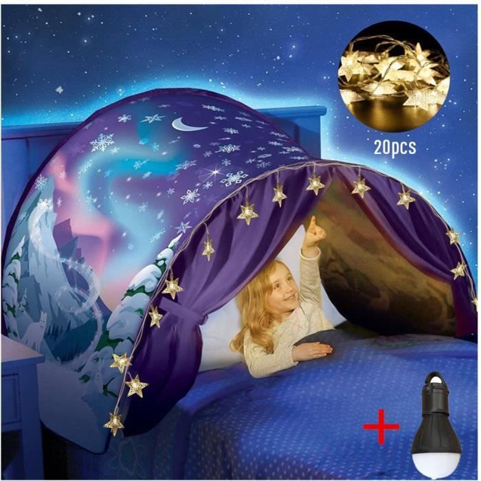 Dream Tents pour enfants Tente de Lit Tente de camping extérieure pour tente  pliable + 20pcs étoiles LED Chaîne de Lumières - Cdiscount Maison