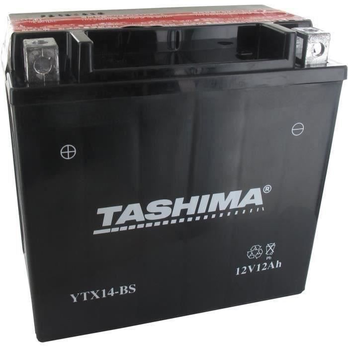 Batterie plomb étanche TASHIMA YTX14BS 12 Volts 12A sans entretien - Moto