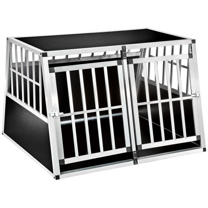 Cage de Transport Taille XL pour Animaux domestiques Aluminium MDF 2 Portes  Noir Argent Caisse Chien Chat Rongeur boîte Box de Transport Voiture :  : Animalerie