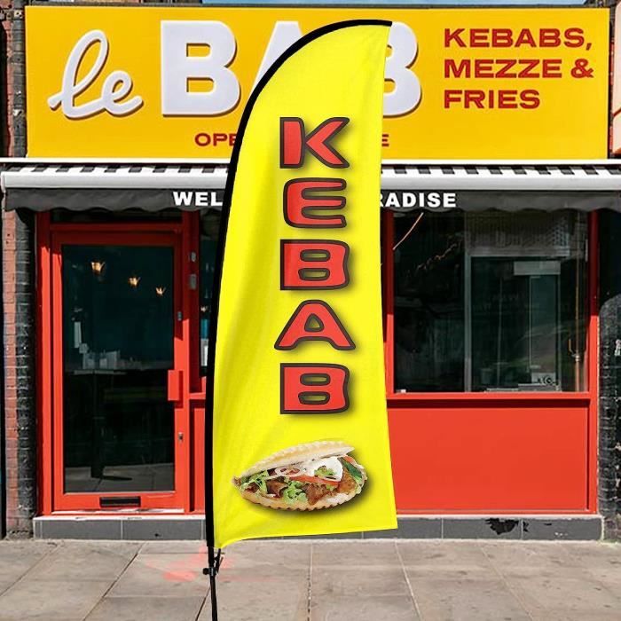 Kebab Swooper Drapeau, 7Ft Kebab Drapeau Publicitaire Avec Kit